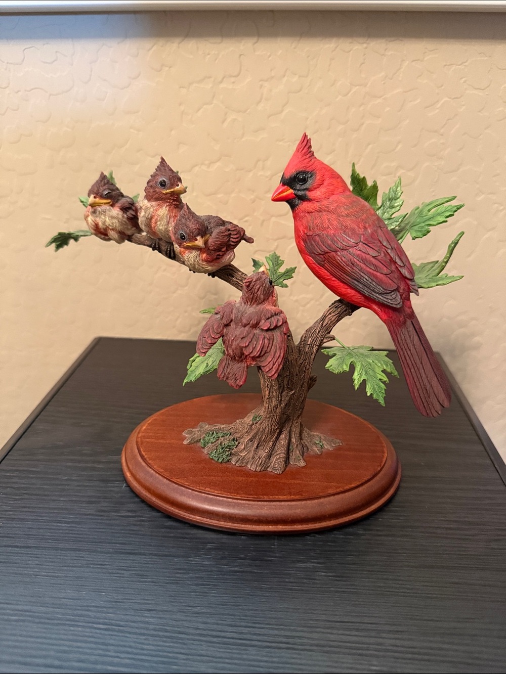 Red Cardinal Bird Family Figurine - Decorative Tree Branch - Picture 2 of 11